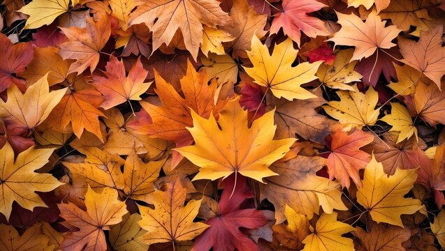 Background group autumn orange leaves