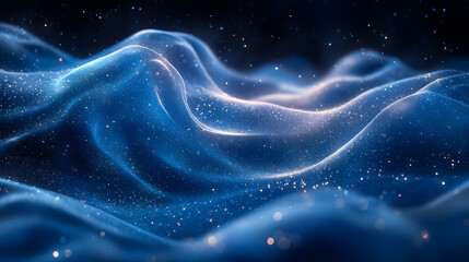 Ethereal Blue Waves in a Starry Night Sky