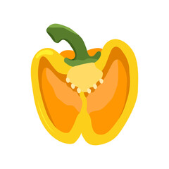 Piece of yellow sweet pepper isolated on white background. Vector illustration.