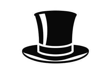 Bold Silhouette Depiction of a Classic Top Hat for Elegant Formal Wear