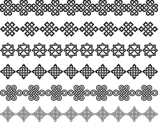 These ornamental line patterns are perfect for tattoos, logos, packaging, traditional artwork, invitations, and design accents. Easily scalable and editable for digital or print use.