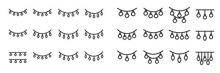 Vector flat illustration of decorative string lights for festive events and celebrations