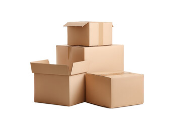 Fototapeta premium [Transparent Background PNG]Stacked Cardboard Boxes for Moving or Shipping