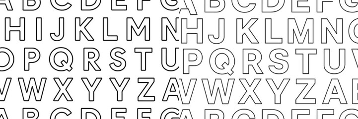 Vector flat illustration of alphabet letters arranged in a grid pattern for educational and design purposes