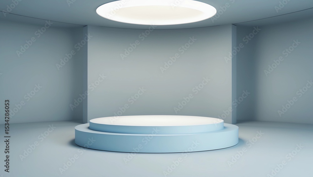 Poster empty pedestal or podium display on white room and light background with futuristic stand concept. b
