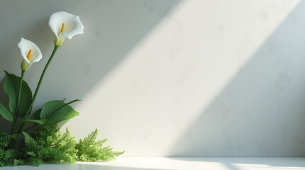 Minimal ivory canvas background with floral accents on the left, soft shadows, and a clean center for text or branding.