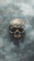Ethereal Skull in Smoke A Mystical Still Life