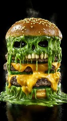 Spooky Skull Burger Halloween Food Nightmare
