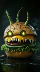 Monster Burger Halloween Food Photography