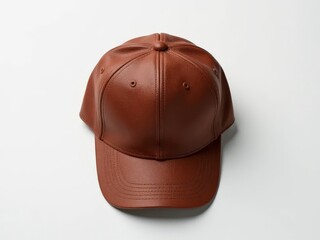 Brown Leather Baseball Cap Studio Shot