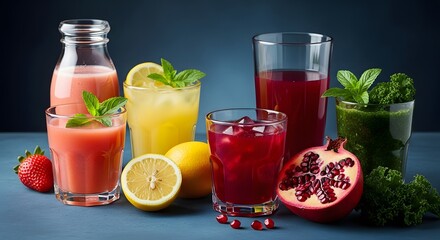 Refreshing Juice Drinks A Vibrant Collection of Homemade Fruit and Vegetable Juices for Health-Conscious Individuals