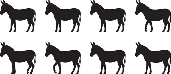 donkey illustration, donkey silhouette vector, donkey silhouette on transparent background, donkey silhouette isolated on white