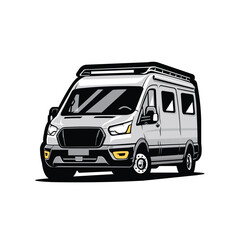Campervan RV motorhome vector art illustration isolated