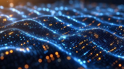 Dynamic Blue and Orange Dot Wave Pattern