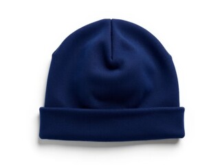 Blue Knit Beanie Hat Isolated White Background