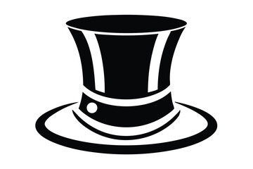 Iconic Black Top Hat Silhouette with Curved Brim and Button Detail Graphic Art