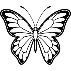 Elegant Butterfly Outline Vector 