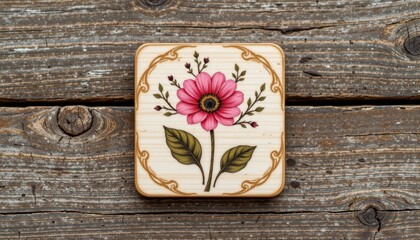 dry flower and wood coaster combination