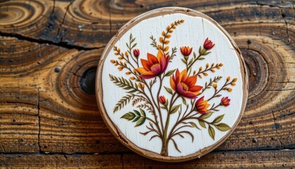 dry flower and wood coaster combination