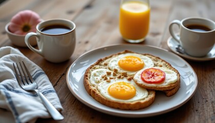 healthy lifestyle breakfast in wood tones