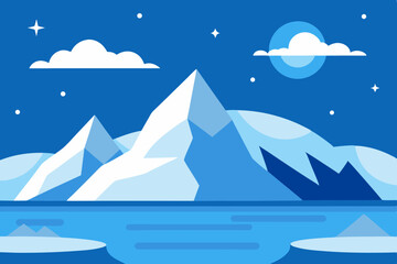 Naklejka premium Abstract winter landscape with mountains and frozen lake