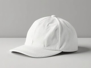 White Corduroy Baseball Cap Studio Shot