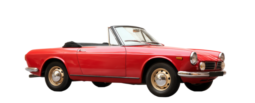 [Transparent Background PNG]Vintage Red Convertible Car Showcase
