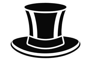 Elegant black top hat illustration, vintage formal headwear, classic silhouette, simple design