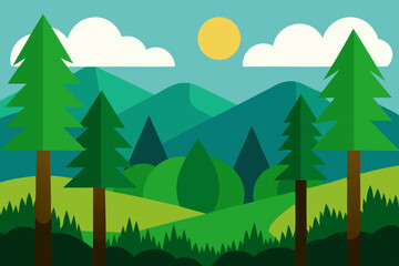 Obraz premium landscape with trees and mountains