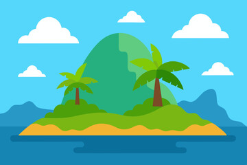 summer landscape with palm trees