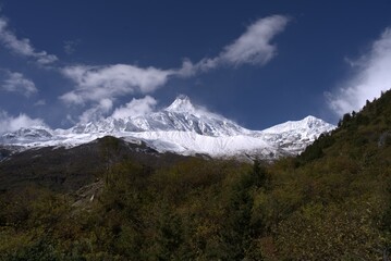 Snow Covered Mountains Manaslu 
