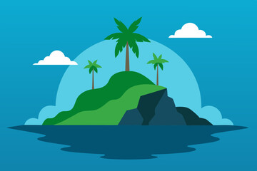 tropical island with palm trees
