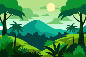 tropical landscape with palm trees