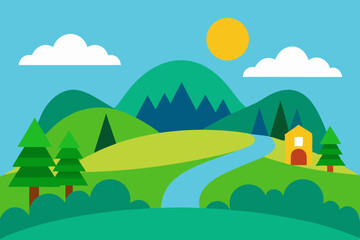 Fototapeta premium summer landscape with mountains