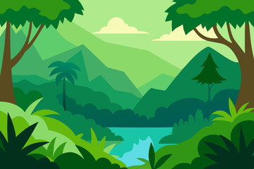 mountain landscape with trees and mountains