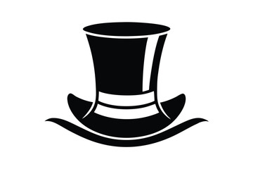 Striking Black Top Hat Silhouette Classic Formal Wear Icon with Ribbon Detail