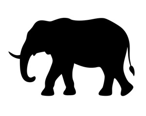 Obraz premium Elephant Silhouette Vector - Minimalist Black Wildlife Symbol Isolated on White Background