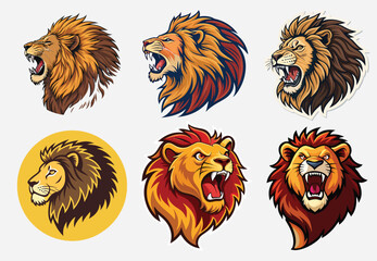 Lion roaring head sticker ser