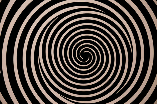 Optical illusion, black and white spinning spiral