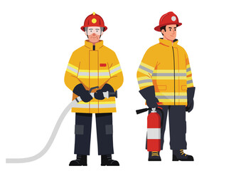 flat, firefighter, vector, illustration, emergency, fire, safety, design, set, fireman, isolated, rescue, equipment, extinguisher, alarm, protection, danger, collection, icon, hose, truck, symbol,