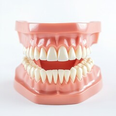 Fototapeta premium Pink Dental Model Full Set of Teeth gums white