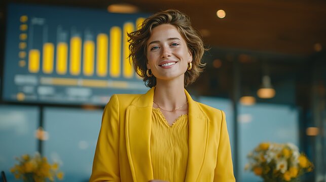 Happy Businesswoman Office Success Portrait.