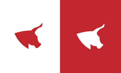 Minimalist Bull Head Logo with Abstract Curved Shape