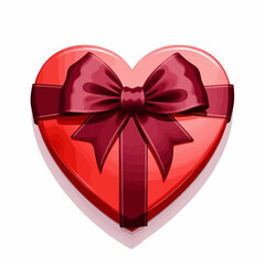 Red heart-shaped gift box with ribbon and bow design  