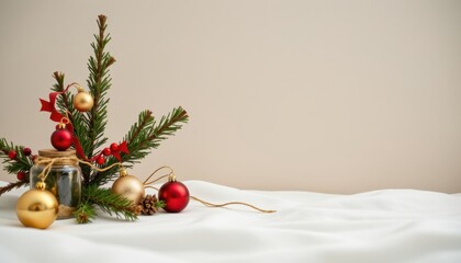 minimalist holiday scene with gold pin