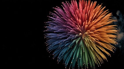 Vibrant Rainbow Fireworks Display at Night