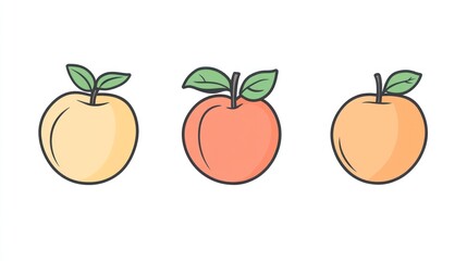 Three simple peach/apple illustrations