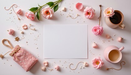 seasonal flatlay with pastel decor