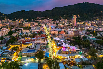 Aerial view of Patong on Phuket Island, Thailand.