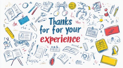 Hand-drawn thank you graphic with school supplies